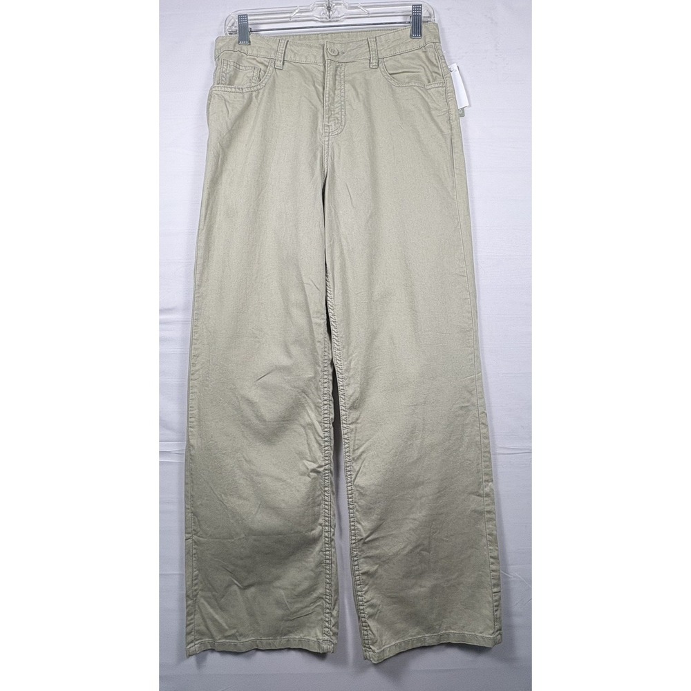 H&M Women khaki Wide‎ Leg High Rise Pants casual vacation lounging 4 NWT
